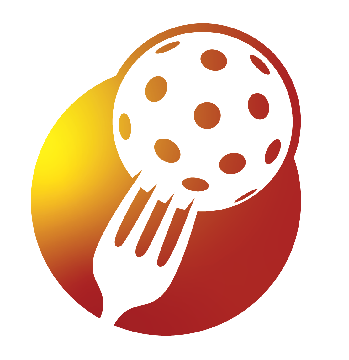A logo of a fork stuck in a pickleball on the website of Dink & Dine, a pickleball court in Mesa.